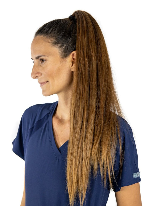 Healthcare Heroes Ponytail Scrub Cap with buttons - scrubcapsusa