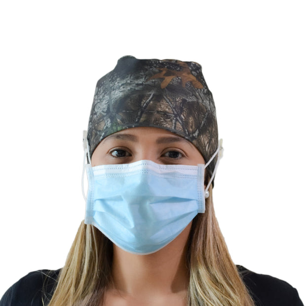 Forest Scrub Cap with Buttons - scrubcapsusa