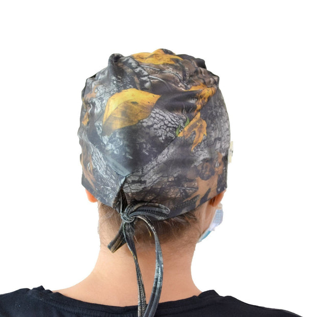 Forest Scrub Cap with Buttons - scrubcapsusa