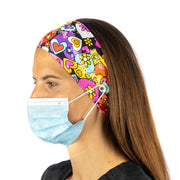 Hearts Nurse Headband with buttons - scrubcapsusa